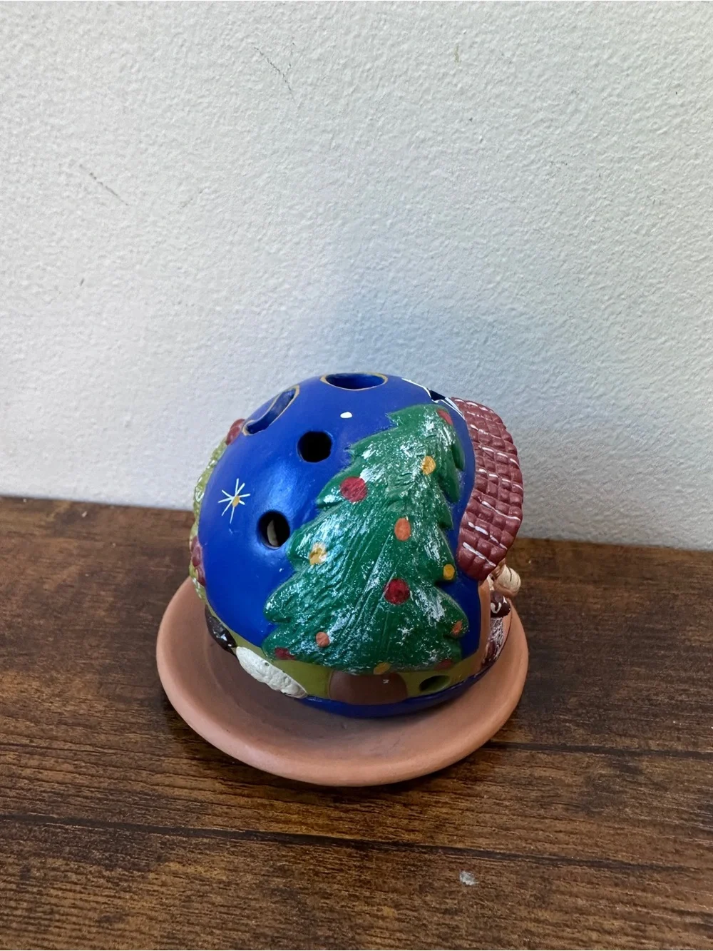 Peruvian Clay Nativity Scene Candle Holder Terracotta Dome Folk‎ Art Christmas